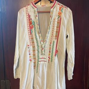 Johnny Was Multicolor Embroidered Tunic